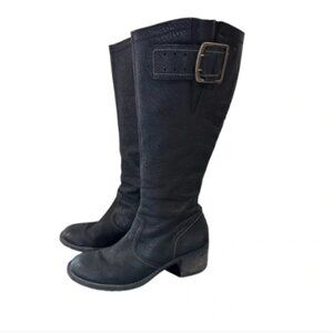 Paul Green Kendra Knee High Buckle Riding Leather Black Boots 9